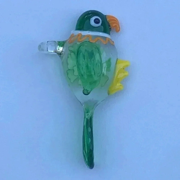 Precious Green Murano Glass Bird Parrot Parakeet Necklace Pendant NWT - Picture 2 of 4